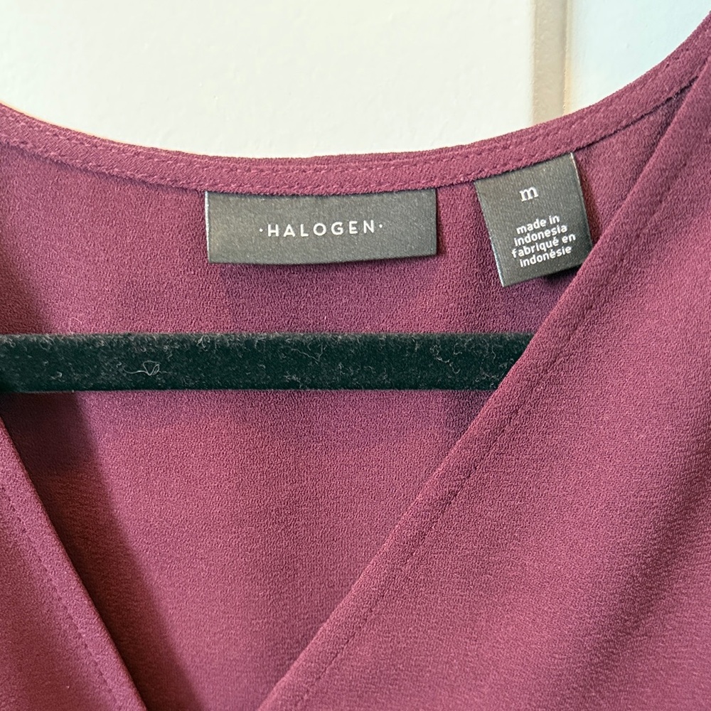 Halogen Deep Wine Wrap Blouse - Picture 3 of 4